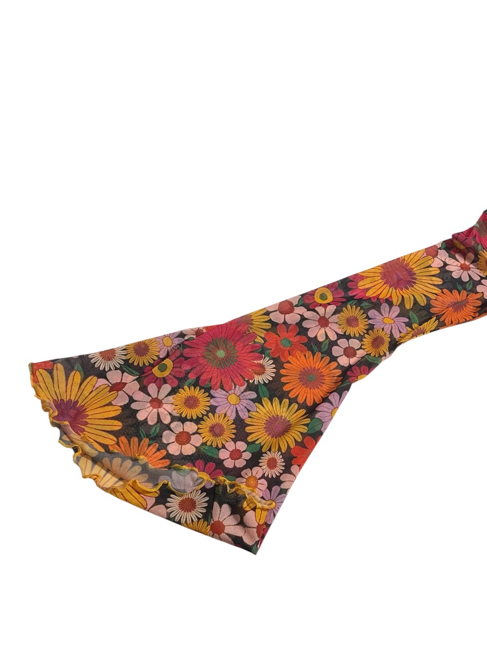 WOMENS FLORAL CROPPED HIPPIE Y2K BELL SLEEVE  TOP SZ SM EUC - Picture 7 of 9